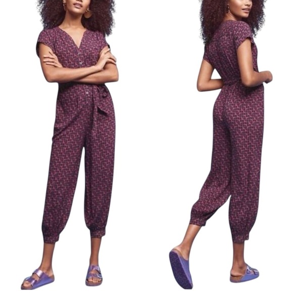 Maeve Pants - Anthropologie Maeve Karsten Geo Patterned Jumpsuit Harem Jogger Pants Size Small